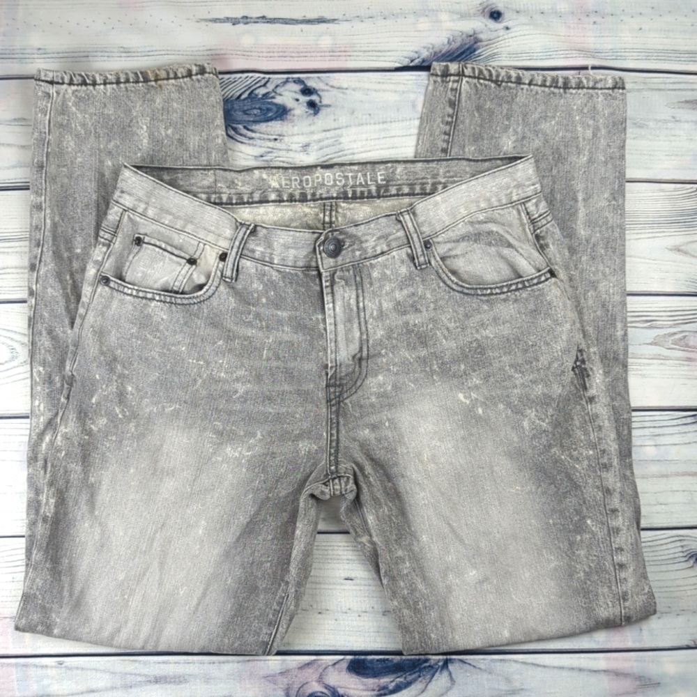 Aeropostale Gray Acid Wash Skinny Jeans 34/32
